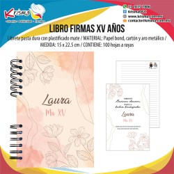 Libreta Libro de Firmas XV años Coral
